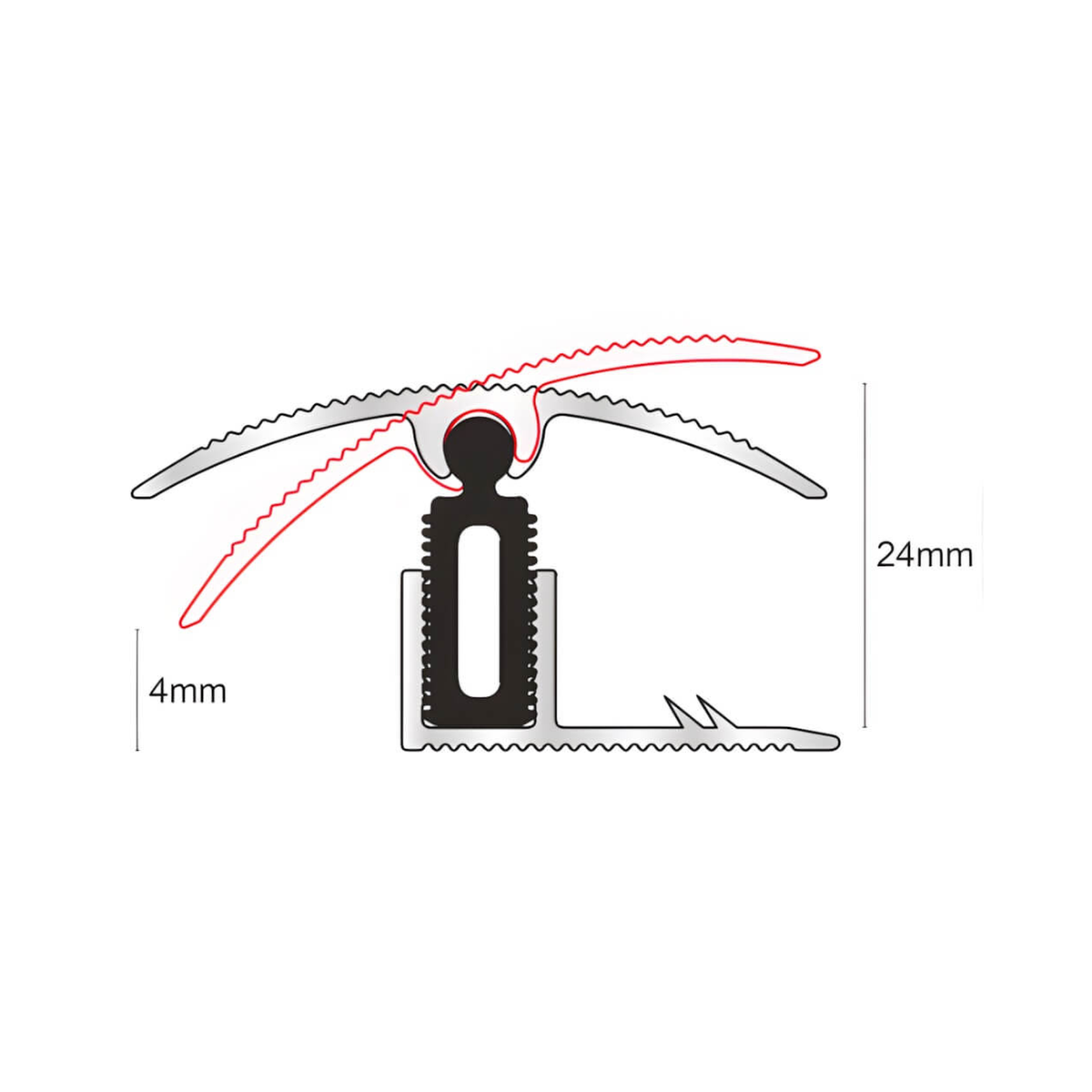 Genesis 40mm Aluminium Adjustable Height Door Threshold Strip with Easy Clip TTG Pivots – Carpet to Wood, Laminate & Tile