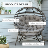 Outsunny Foldable Egg Chair with Padded Cushion, Steel Frame and Side Pocket – Indoor and Outdoor Lounge Seat