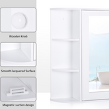 HOMCOM Wall-Mounted Bathroom Mirror Cabinet with Open Side Shelves – Spacious Family Storage