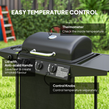 Outsunny 4 Burner Gas Barbecue Grill with Lid, Side Burner and Storage Shelves – Portable Garden BBQ, Black
