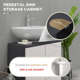 kleankin Pedestal Sink Bathroom Vanity Unit with Shelf and Soft-Close Doors – U-Shape Slot Cabinet, Light Grey