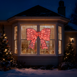 Giant Pre-Lit Outdoor Christmas Bow with 124 Warm White LEDs – Festive Door, Porch & Gate Decoration