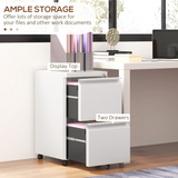 Vinsetto 2 Drawer Lockable Steel File Cabinet with Hanging Bar – Home Office Filing Storage, White