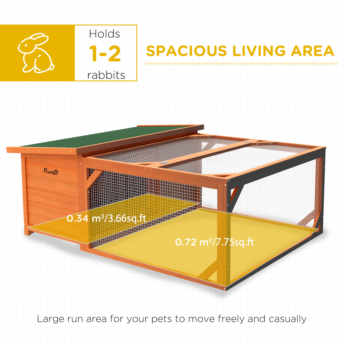 Wooden Rabbit Hutch with Run – Weather-Resistant Outdoor Small Animal House for Rabbits and Guinea Pigs
