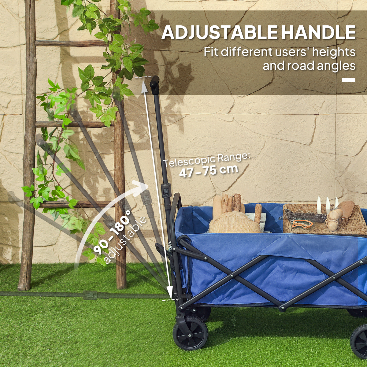 Folding Hand Truck Trolley with 62L Cargo Bag – 120kg Capacity, Shopping & Moving