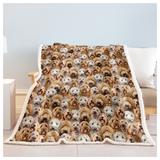 Cockapoo Puppy Print Sherpa Fleece Throw Blanket – Soft Reversible Dog Pattern Blanket for Kids & Adults, 150x200cm