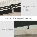 Outsunny 3x3m Gazebo Sidewall Set with 4 Polyester Panels, Double Zips, Hooks & C Rings – Beige