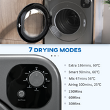 HOMCOM 6kg Vented Tumble Dryer with 7 Drying Programmes – 1500W Space-Saving Clothes Dryer, Grey