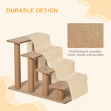 Four-Step Pet Stairs with Soft Flannel Removable Cover – Pet Steps for Cats and Small Pets, Beige