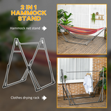 Outsunny Foldable 2-in-1 Hammock Stand & Clothes Drying Rack with Steel Frame – Fits Hammocks up to 290cm