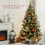 HOMCOM 6ft Artificial Christmas Tree with 310 Warm White LED Lights & Metal Base – Indoor, Green