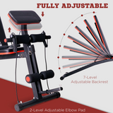 HOMCOM Foldable Weight Bench with 7 Incline Positions, Foam Rollers & Exercise Ropes – Home Gym Workout Bench