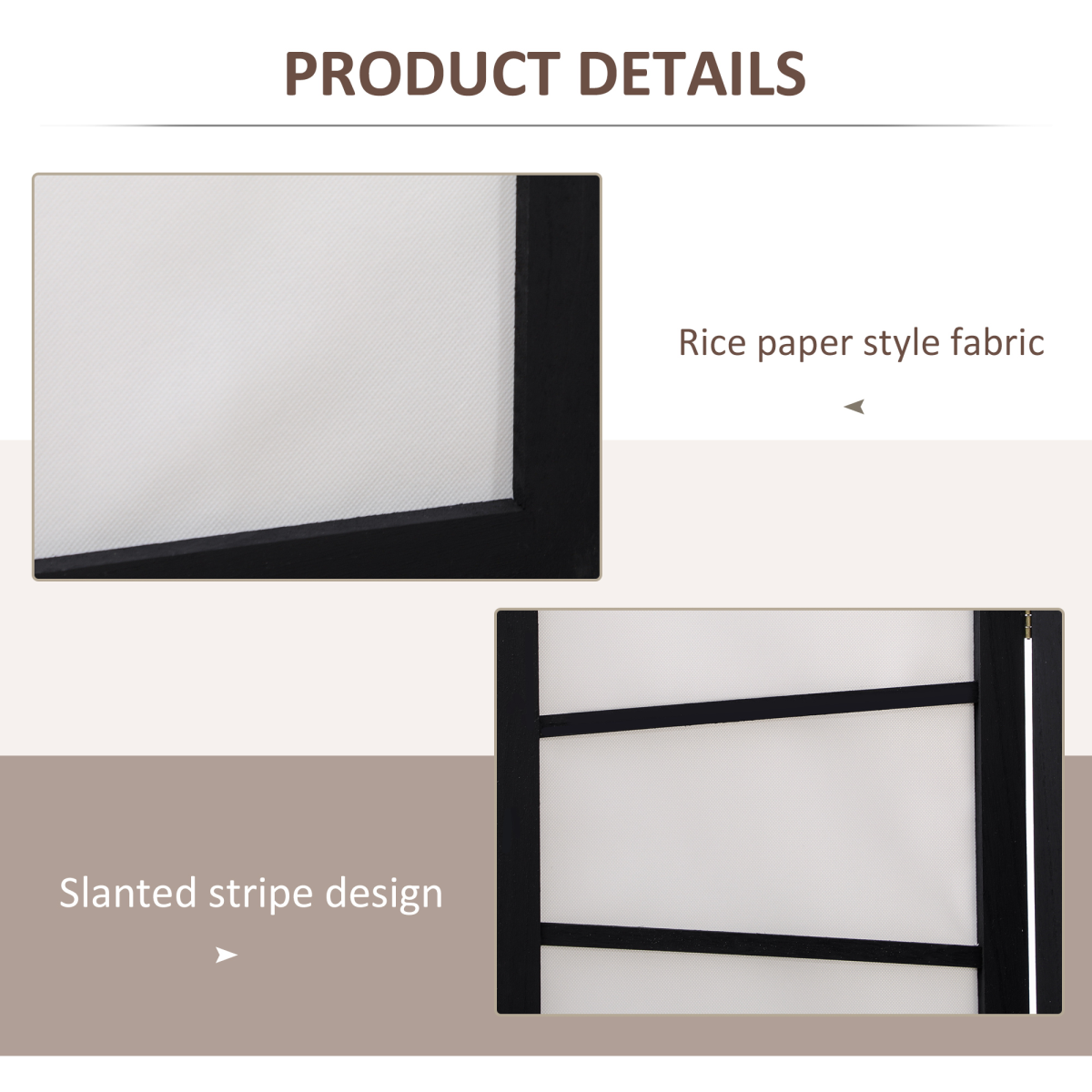 HOMCOM 3 Panel Folding Room Divider Privacy Screen with Paulownia Wood Frame – Space Divider