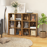 HOMCOM Industrial Style 3-Tier Storage Shelf Bookcase with 6 Open Compartments – Anti-Tip, Rustic Brown