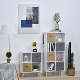 70 x 56cm Freestanding 4 Cube Storage Unit Bookcase with 2 Fabric Drawers – Home Organiser with Hardwood Legs