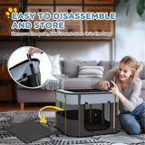 Foldable Pet Playpen with Mesh Windows, Doors & Ground Stakes – Indoor Outdoor Small Animal Enclosure