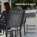 Outsunny 7 Piece Garden Dining Set with 150cm Table and 6 Stackable Chairs – Outdoor Balcony Furniture, Grey