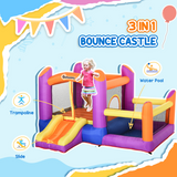 Outsunny Inflatable Bouncy Castle with Slide, Pool & Trampoline, Includes Blower – Kids Garden Play, Multi-Colour