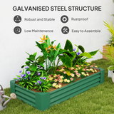 Outsunny Galvanised Steel Raised Garden Bed, 180 x 90 x 30cm – Open-Bottom Planter for Vegetables, Green