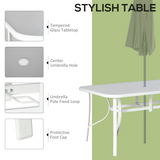 Outsunny 7-Piece 6-Seater Garden Dining Set with Mesh Armchairs & Tempered Glass Table – Grey