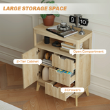 HOMCOM Modern Fluted Sideboard Storage Cabinet with 3 Drawers & Adjustable Shelf – Living Room
