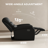 HOMCOM Manual Recliner Armchair with Retractable Footrest and Thick Padding – Living Room Chair, Black