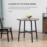 HOMCOM 80cm Round Kitchen Table for Small Spaces with Steel Legs and Non-Slip Feet – Dining Table