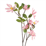 Leaf Pack of 6 Pink Magnolia Floral Sprays, 100cm – Artificial Wired Stems with 3D Flowers