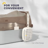 Cat Litter Box with High Sides, Stainless Steel Tray & Scoop – Anti-Splash Litter Tray, Charcoal Grey