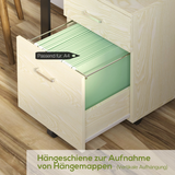 Vinsetto 2-Drawer Locking Mobile Filing Cabinet on Wheels – Home Office Document Storage, Oak