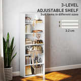 HOMCOM 6-Tier Freestanding Bookcase with Adjustable Shelves and Anti-Tipping Straps – Home Storage, White