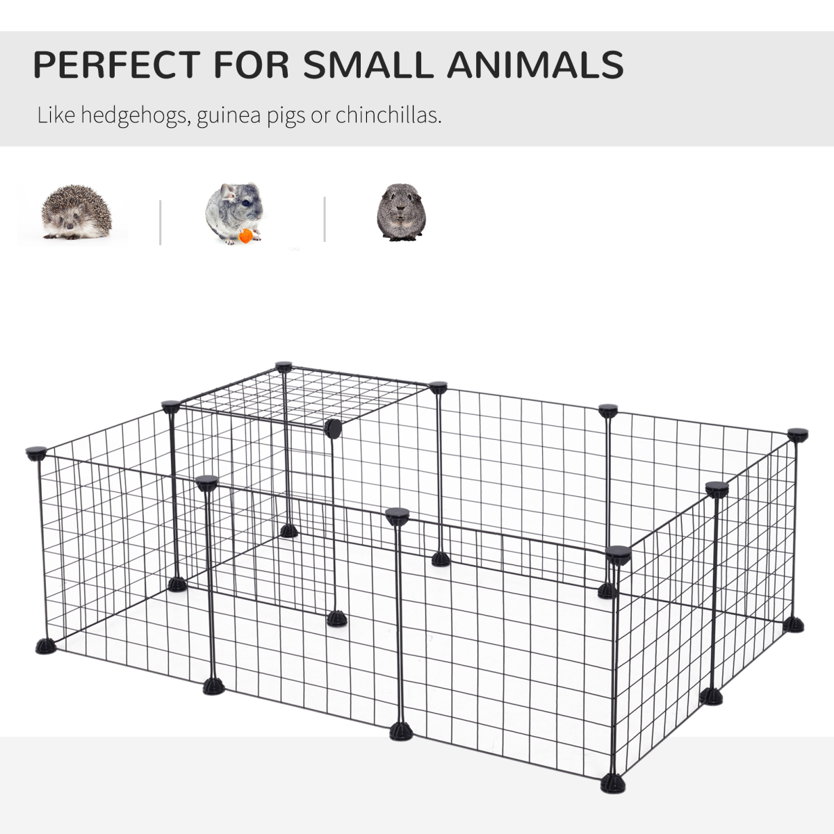 Pawhut 12-Panel Metal Wire Pet Playpen with Non-Slip Connectors – DIY Small Animal Fence, Black