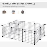 Pawhut 12-Panel Metal Wire Pet Playpen with Non-Slip Connectors – DIY Small Animal Fence, Black