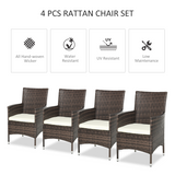 Outsunny Set of 4 PE Rattan Garden Armchairs with 5cm Padded Cushions – Outdoor Patio Seating, Mixed Brown