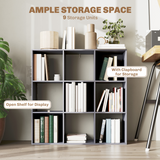9-Cube Bookcase with Open Storage Compartments – Display Cabinet & Room Divider for Living Room or Office