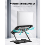 Foldable Metal Laptop & Tablet Stand with 360° Rotation – Adjustable Riser, Silicone Pad, 8kg Load