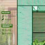 Outsunny Lean-to Walk-in Wall Greenhouse with Roll-Up Door, 2 Mesh Windows & UV-Resistant PE Cover, Green
