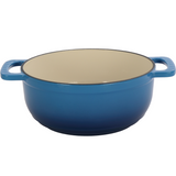 Cast Iron 6QT Enamel Cooking Pot with Lid and Two Silicone Gloves – Casserole Dutch Oven, Gradient Blue