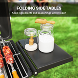 Outsunny Portable Foldable Gas Barbecue Grill with Lid and Thermometer, Two Burners – Suitcase BBQ, Black