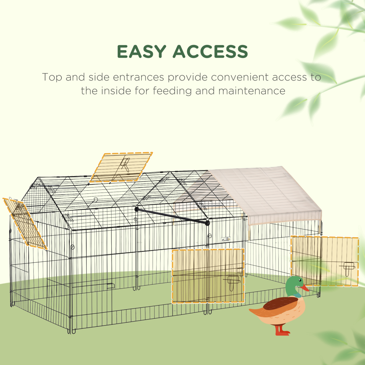 PawHut Outdoor Pet Shelter with Weather Cover, Two Doors & Ground Stakes – Portable Pet Cage