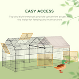 PawHut Outdoor Pet Shelter with Weather Cover, Two Doors & Ground Stakes – Portable Pet Cage