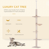 Pawhut 5-Tier Floor to Ceiling Cat Tree with Scratching Post – Activity Tower, Adjustable 230–260cm