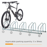 HOMCOM 5 Bike Parking Rack, Galvanised Steel Floor or Wall Mounted Cycle Storage Stand – Garage & Shed