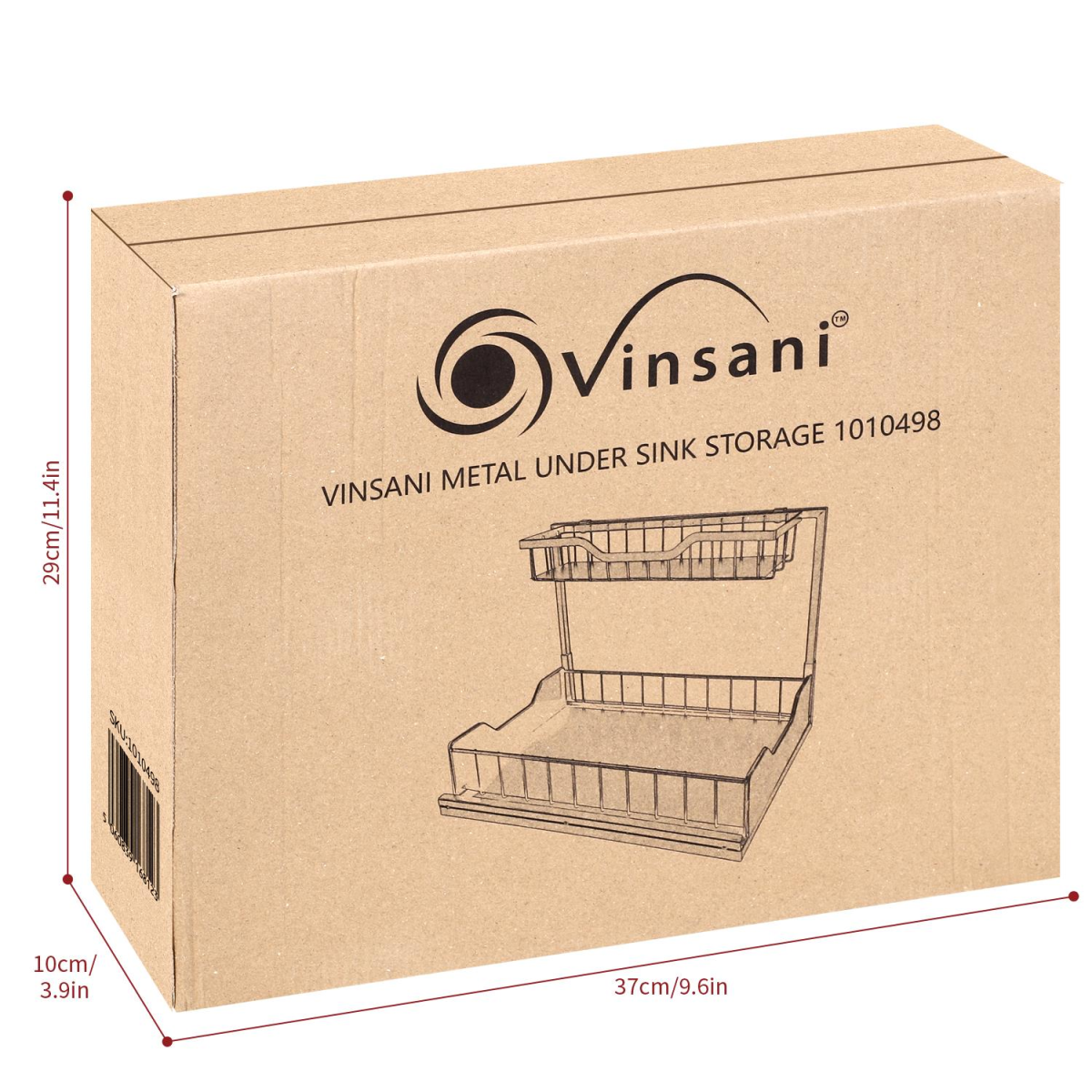 VINSANI Metal Under Sink Storage Organiser with Non-Slip Suction Feet – Cupboard Space Saver