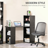 HOMCOM Computer Desk with 6 Shelves and Cubbies – Space-Saving Home Office Workstation, 120cm, Black