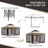 Outsunny 3x3m Pop Up Gazebo with UV30+ Canopy, Mesh Curtains & Adjustable Height – Garden Shelter, Beige