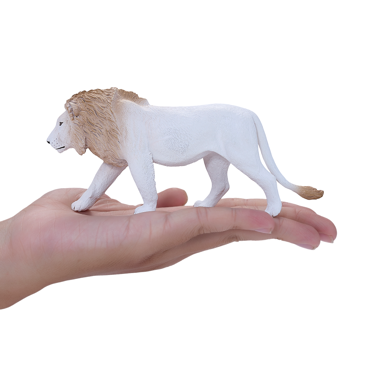 Mojo White Male Lion Figure – Hand-Painted Realistic Big Cat Model