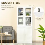 HOMCOM Modern Bookcase Display Storage Cabinet with Doors & Adjustable Shelves – Living Room & Office Storage