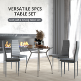 HOMCOM Round Glass Dining Table Set with 4 Cushioned Chairs – Metal Frame Kitchen Dining Set