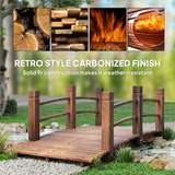 Outsunny Wooden Garden Bridge with Side Rails, Stained Fir Wood Arch – Outdoor Pond & Stream Walkway